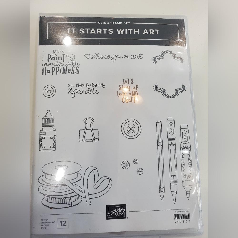 Stampin'Up! It Starts With Art stamp set + Button Button Embossing Folder - Picture 2 of 4